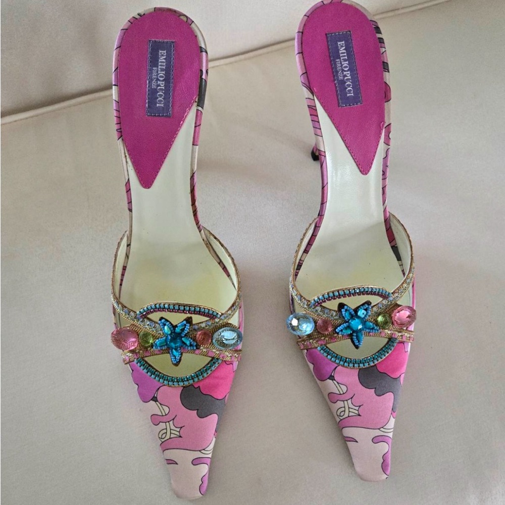 NEW EMILIO PUCCI Designer Chic Groovy Mules